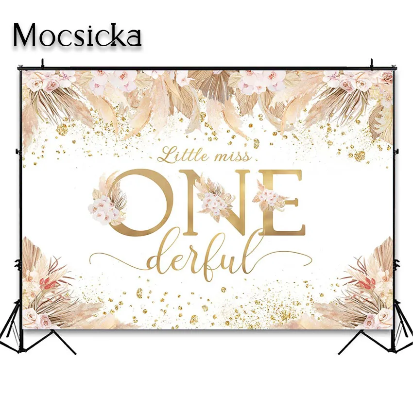 Avezano Boho 1st Geburtstag Hintergrund Rosa Pampas Gras Verpassen Onederful Party Hintergrund Böhmischen Ersten Geburtstag Party Dekorationen