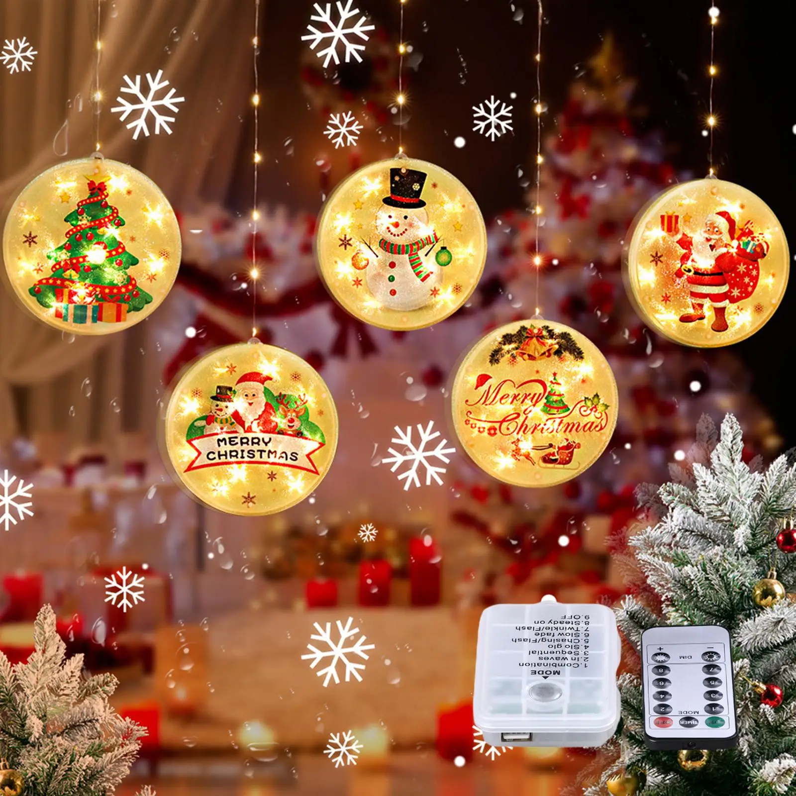 

Christmas String Fairy Lights Outside Winter Waterproof Curtain Lighting Holiday Party Yard Nursery Railing