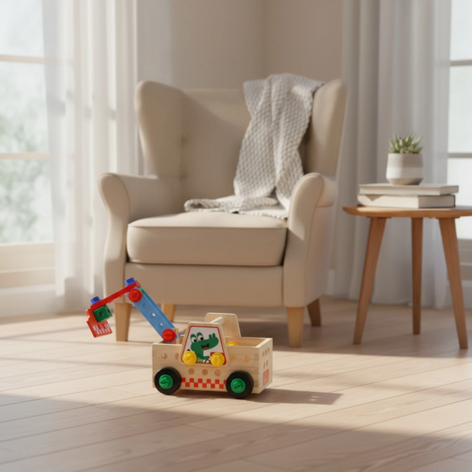 Toy Truck with Crane Educational Assembly Toy Truck Construction Vehicles Fine-Motor Vehicle Colorful for Children, Playroom
