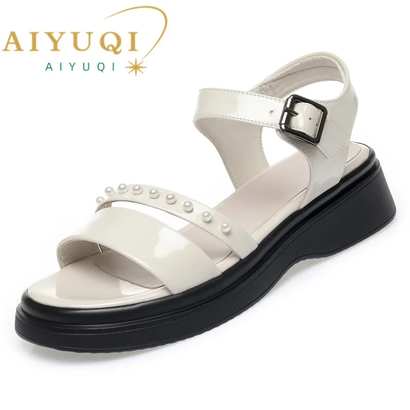 AIYUQI Women Sandals Wedge 2024 New Summer Genuine Leather Women Sandals Fashion Roman Open-toed Sandals Women