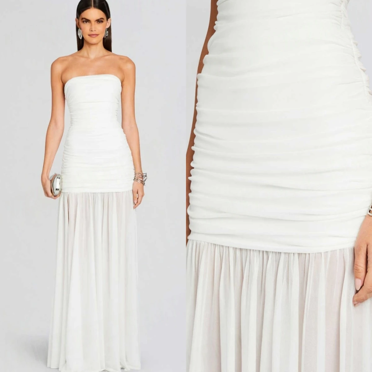 فستان زفاف رائع من الشيفون عالي الجودة مخصص أنيق غمد مثير بدون حمالات حفلة زفاف حالمة حفلة زفاف حساسة