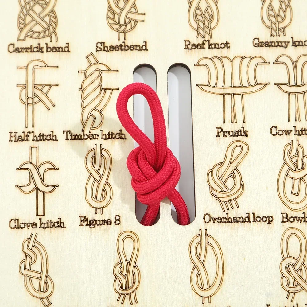 1 Set Trainingsbrett mit Seil, Knotenbindungs-Set, Lernset zum Binden von Knoten, Knotenbindungs-Übungsbrett-Set für Erwachsene, für den Außenbereich – Detail 3