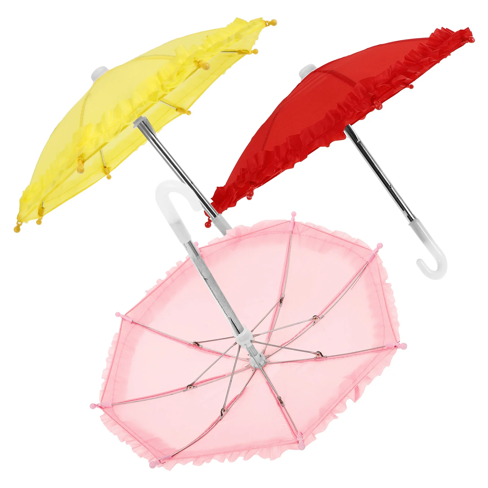 

3 Pcs Umbrellas Small Lace Toy Ornaments for Kids Adorable Model Decorations Polyester
