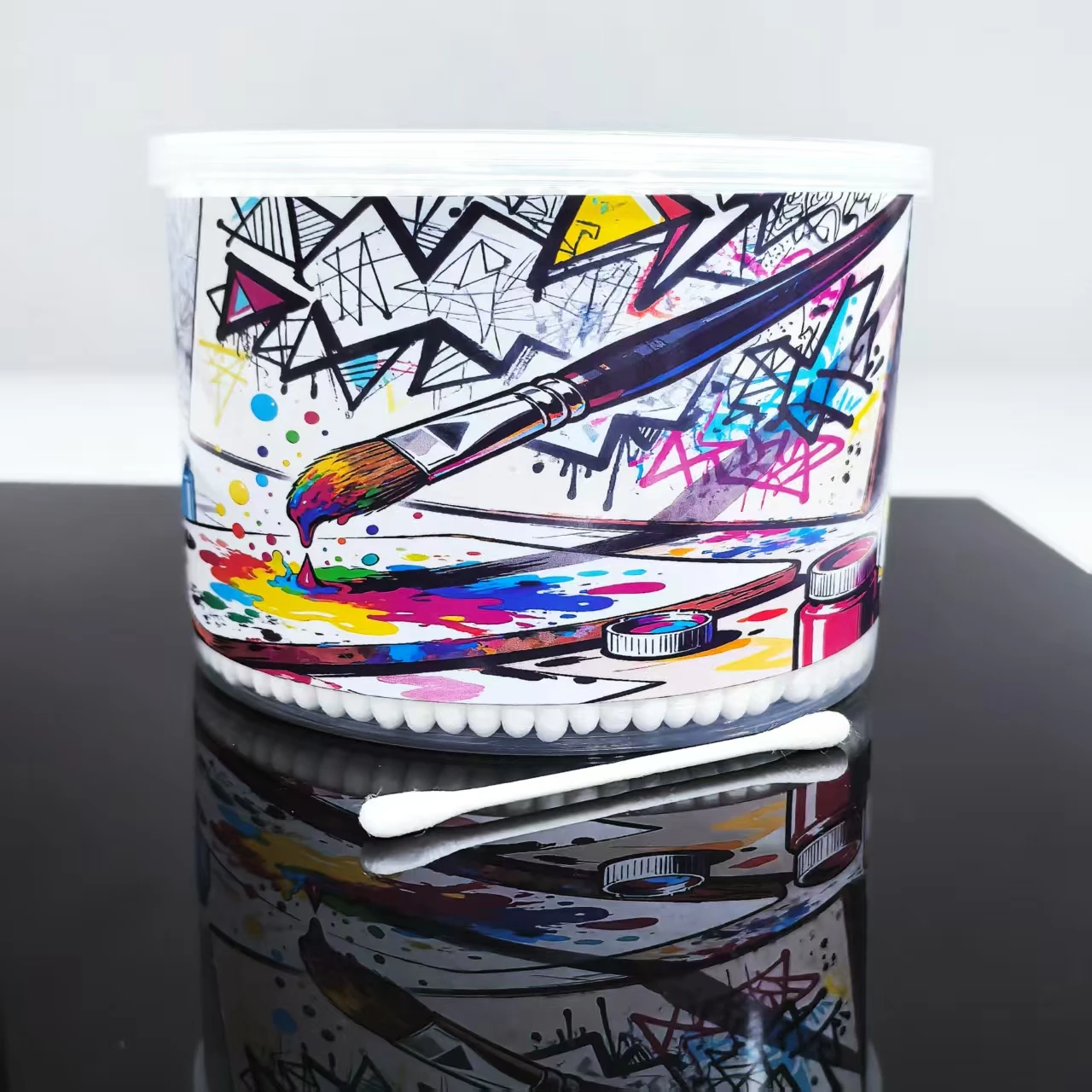 500 Stück/1000 Stück Dual-Ended kombinierte Wattestäbchen mit Ölgemälde-Stil, Wattestäbchen für Erwachsene für die tägliche Hausreinigung