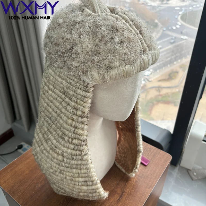 High Quality 100% Horse Hair Traditional Judges Bench Wig Wigs For Formal  in Court Barrister Full Bottom Wigs