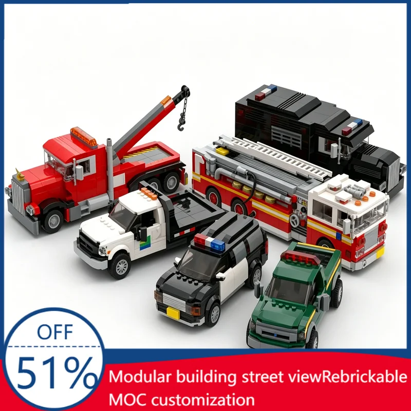 

2963Pcs Service Vehicle Pack Custom Emergency City Car Models Building Blocks Educational Assembly Toy For Boys And Collectors