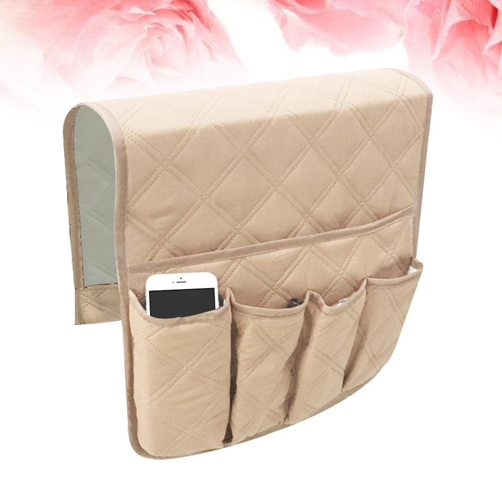 

1Pcs Felt Fabric Storage Bag Sofa Hanging Organizer Bedside Holder Large Capacity for Dorm Car Bed Rail Beige