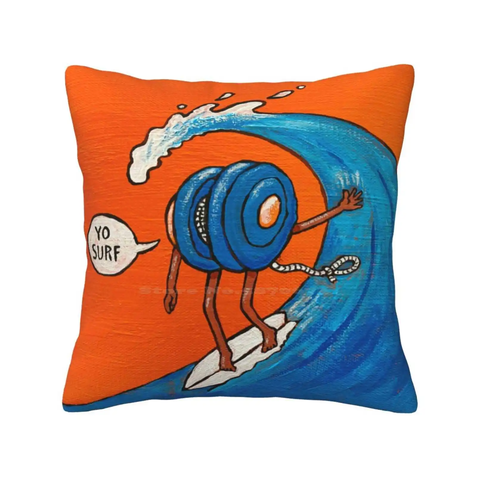 Yo-Yo Surfing Original Painting Fashion Sofa Throw Pillow Cover Pillowcase Yo Yo Yoyo Surfing Surfer Acrylic Humor Humour Funny