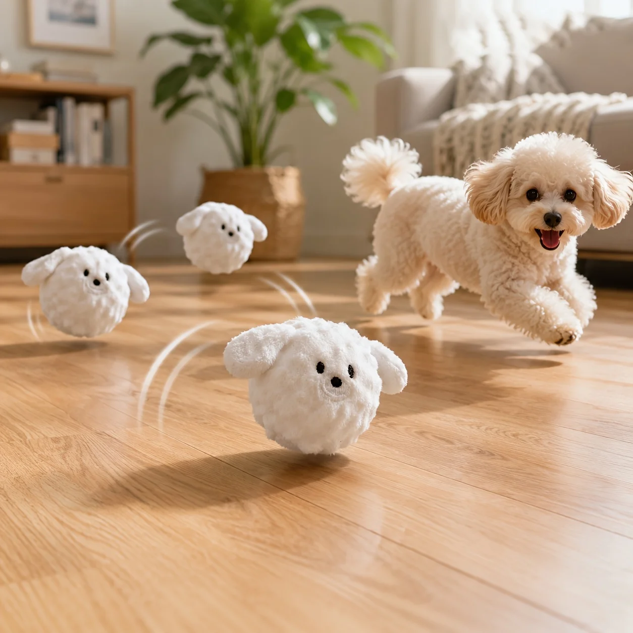 Bounce & Squeak Plush Dog Ball – Soft Fetch & Chew Toy for Small/Medium Puppies. Relieves Boredom Indoors & Outdoors!