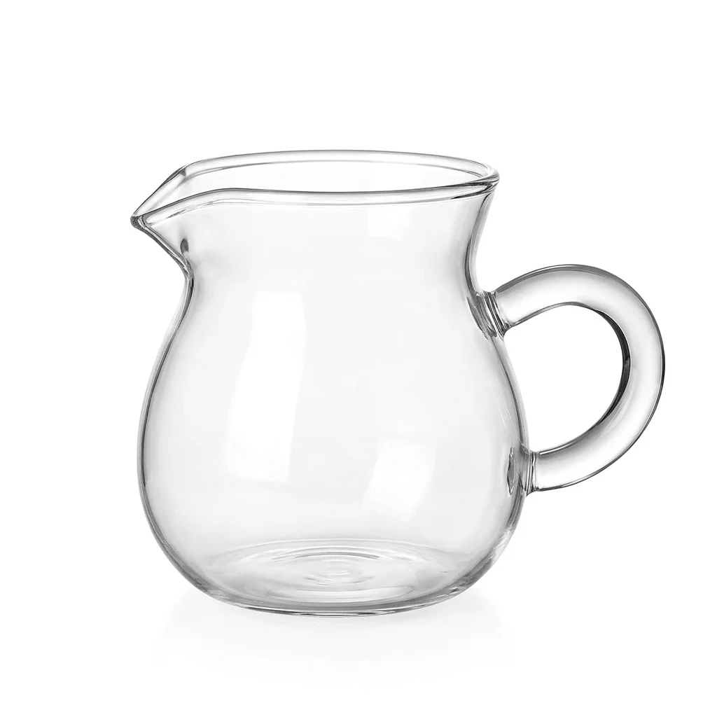 High‑Borosilicate Glass Creamer Pitcher, Clear Glass Milk Jug With Handle Spout, Small Glass Sauce Syrup Honey Pouring Cup for C