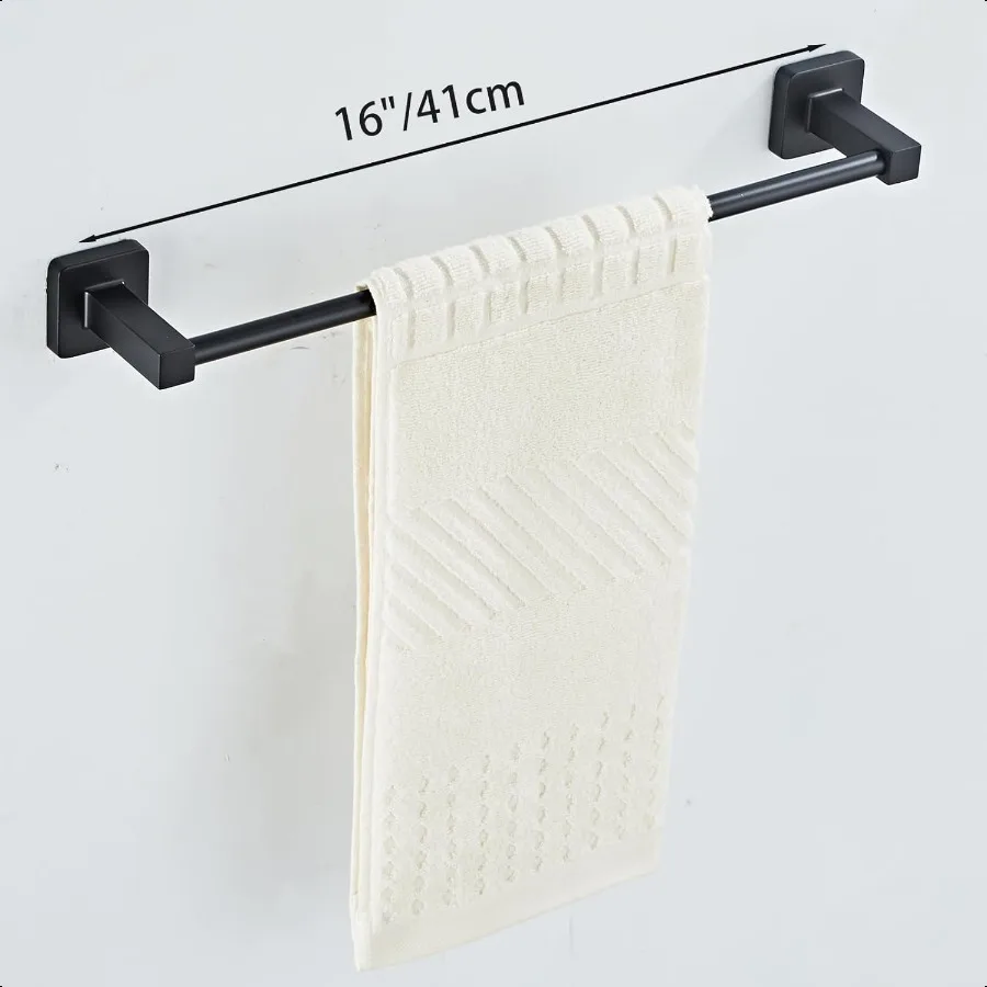 Matte Black Bathroom Hardware Set 4 PiecesTowel Bar Set Stainl Steel Wall Mounted Includes 16In Hand Towel Bar Towel Ring Robe