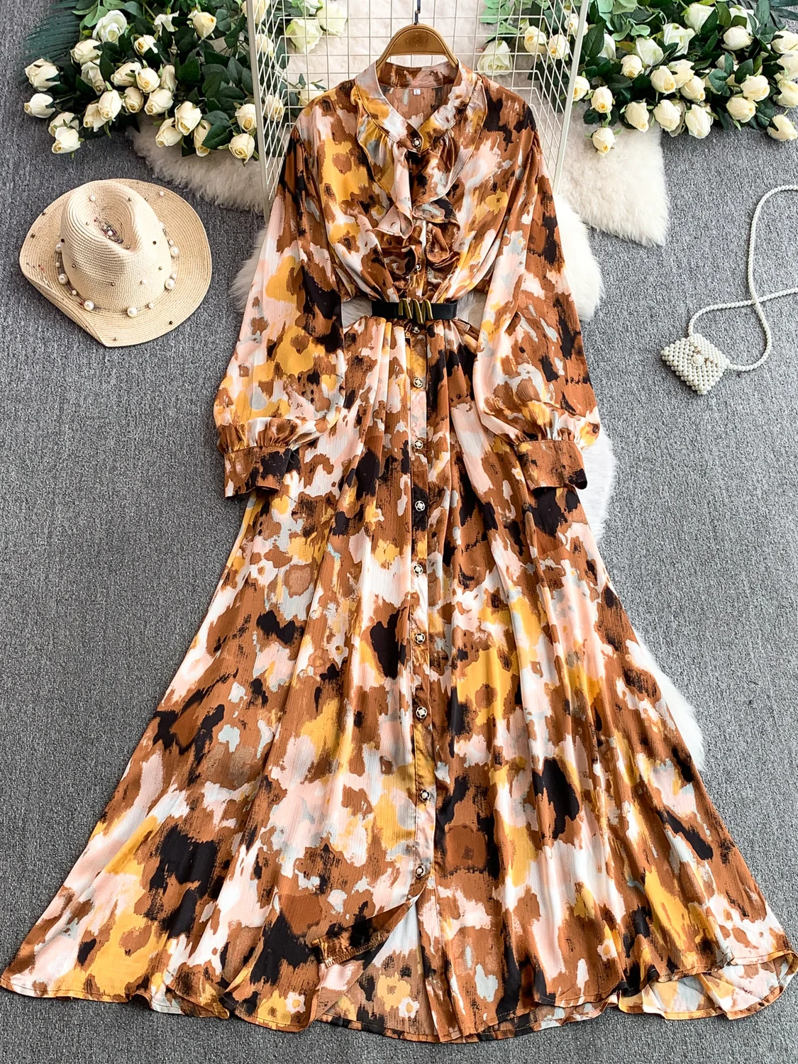 الرجعية adient هيم جولة Ne Long Dr المرأة الخريف الشتاء زر واحد الخصر الداخلية Ele تنورة ألف خط الدكتور