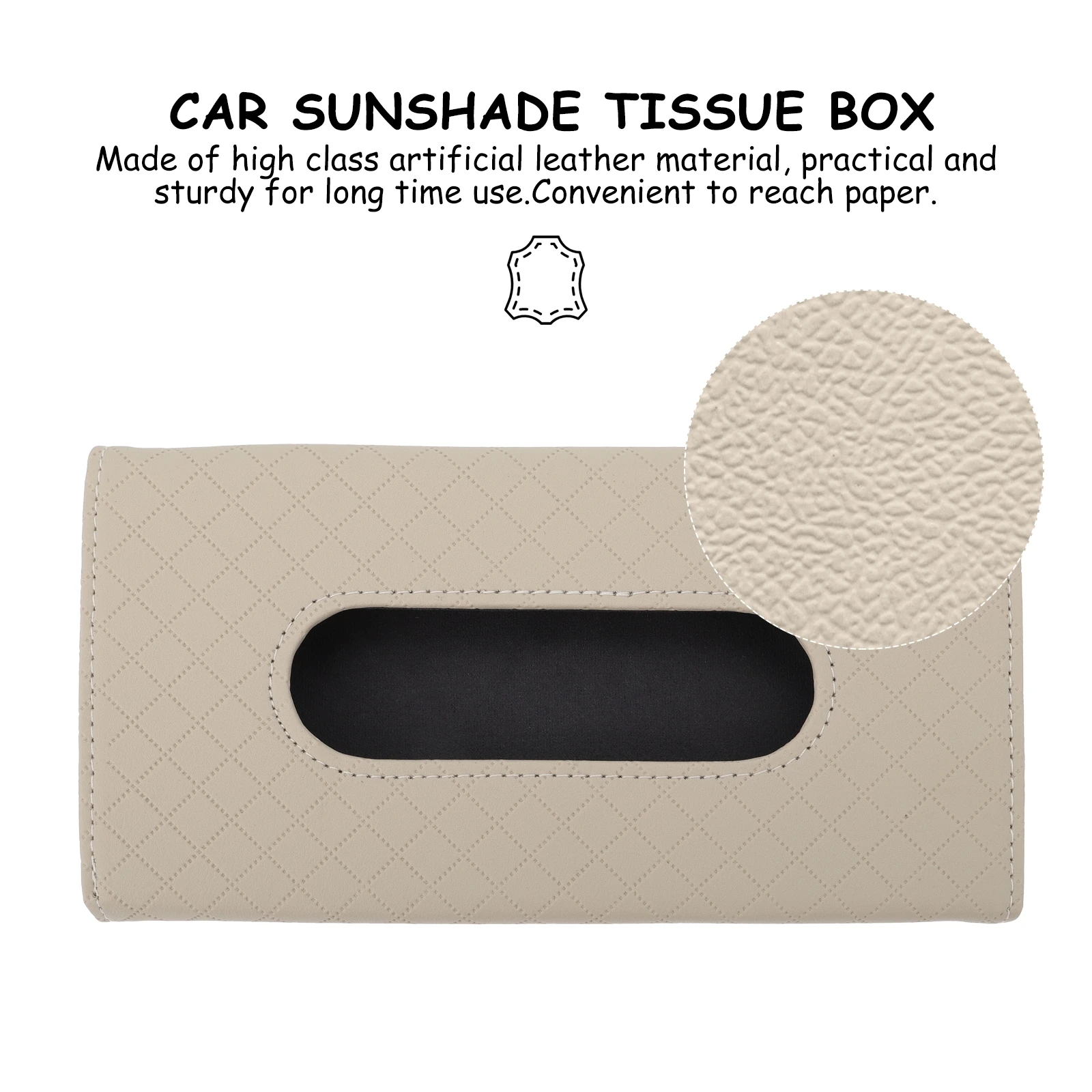 

Artificial Car Tissue Box Sun Visor Storage Container Sturdy Long Use Large Hole Easy Attach Remove Save Space Practical