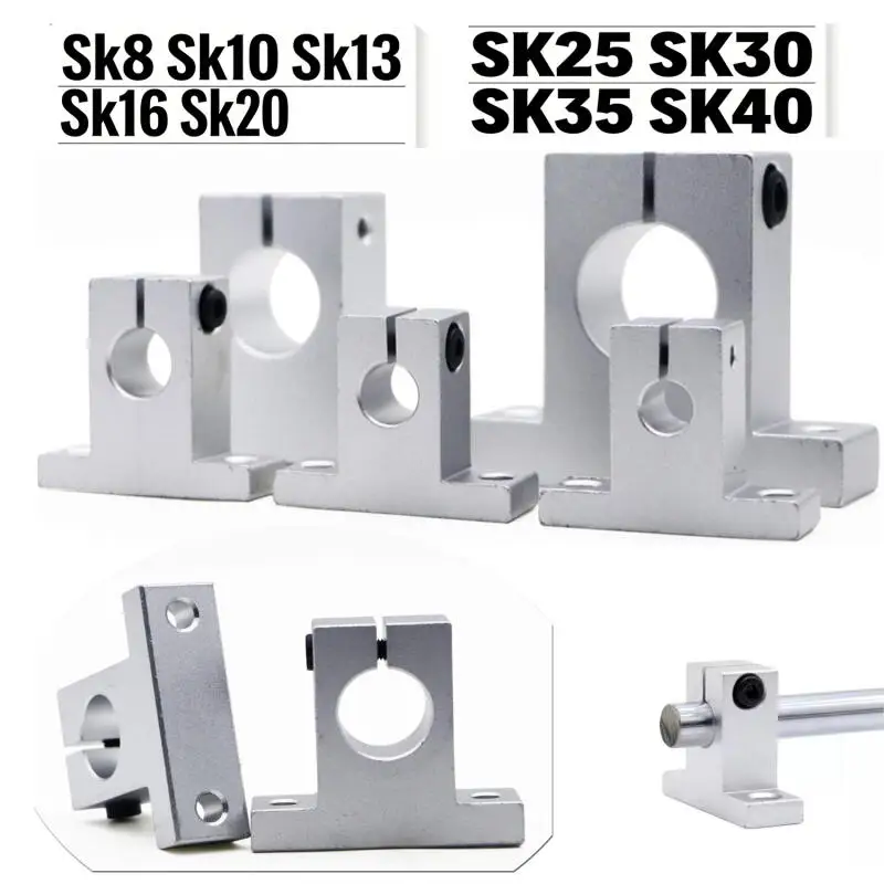 1/ 2pcs SK8 SK10 SK13 SK16 SK20 SK25 SK30 SK35 SK40 8mm Rail Shaft Motion Axis Support Bracket CNC Printer Bracket