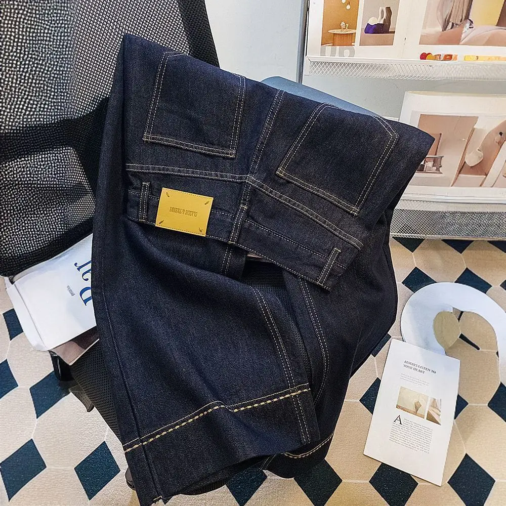 

Narrow Version Wide Leg Jeans for Women's Summer 2025 New High Waisted Deep Blue Cropped Straight Leg Pants That Do Not Fade
