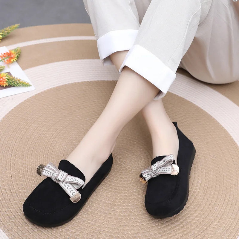 Loafers for Women2026Spring New Style Bow Flat Bean Shoes with Soft Soles,Fashionable Single Shoes for Women To Wear on One Foot