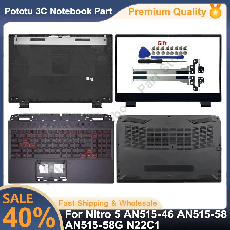 

New For Nitro 5 AN515-46 AN515-58 AN515-58G N22C1 Laptop LCD Back Cover Front Bezel Palmrest Keyboard Bottom Case Hinges Black