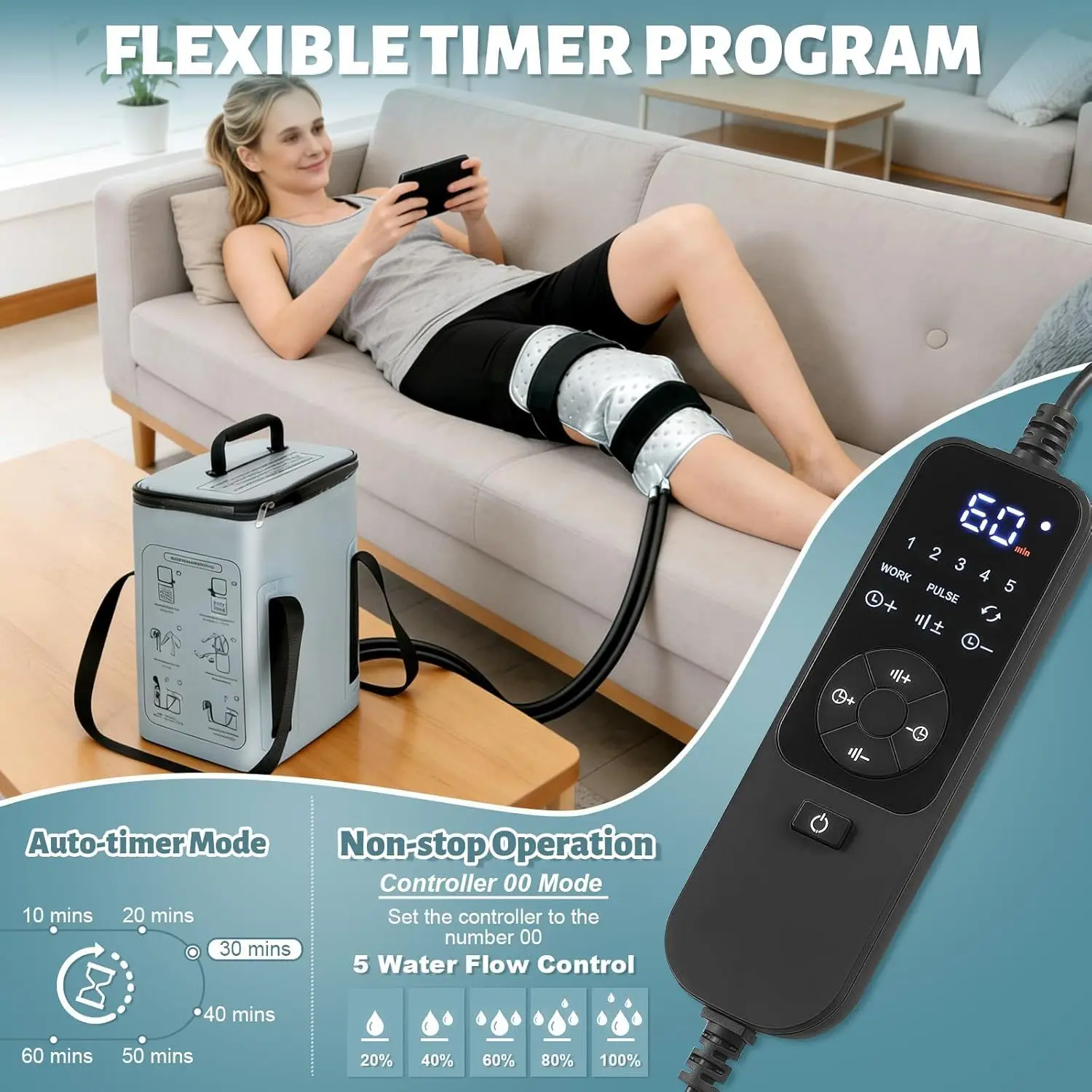 Cold Therapy Machine Ice Compression System for Knee After Surgery Post Workout Injury Recovery Cryotherapy Equipment Digital