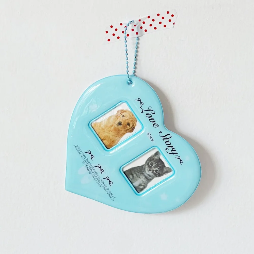 Cute PVC Photo Card Holder Love Heart Shape Korean Style Idol Photo Frame Pendant Card Holder Women Girls