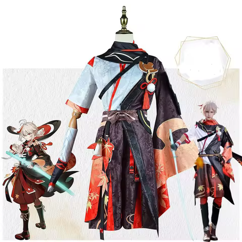 Game Genshin Impact Kaedehara Kazuha Cosplay Costume Halloween Uniform Kazuha Printed Kimono Combat Uniform Christmas Gift
