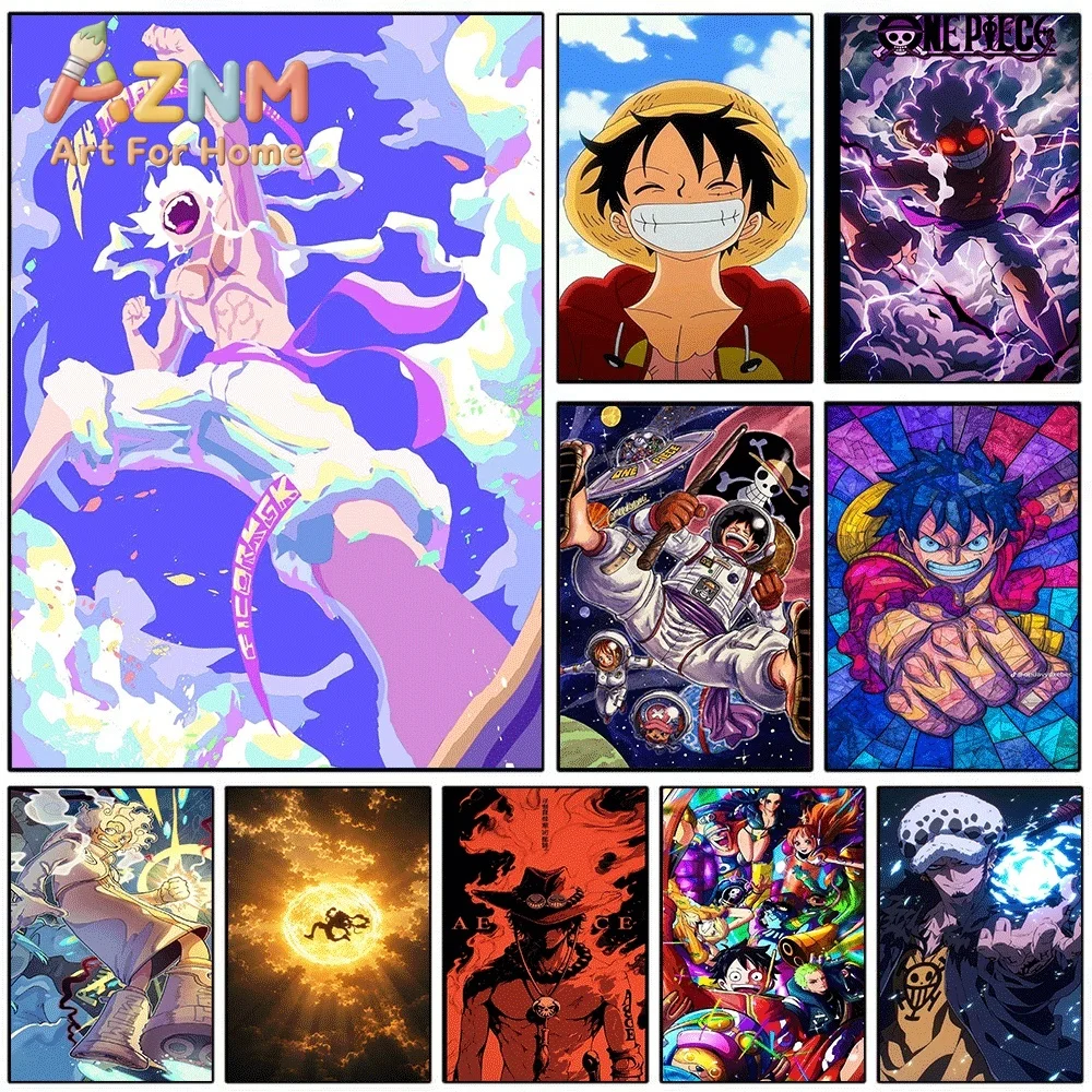 One Piece Luffy Gear 5 Nika Anime Collage Canvas Wall Art Unframed Single Canvas Print Wall Poster For Bedroom Living Room Hom
