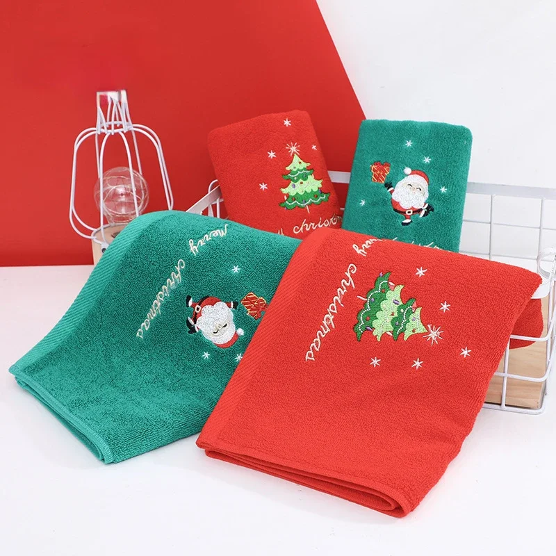 Red Santa Claus New Year Gift Xmas Hand Face Towel Christmas Kitchen Tea Towel Home Towels Bathroom Washing Cloth Man Woman Gym