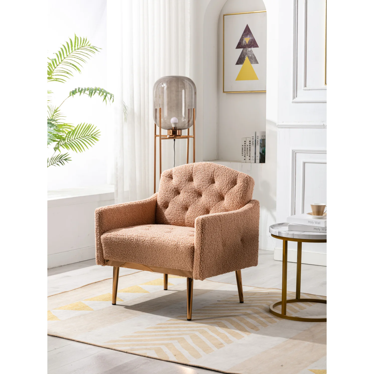 COOLMORE Accent Chair ,leisure single sofa with Rose Golden feet