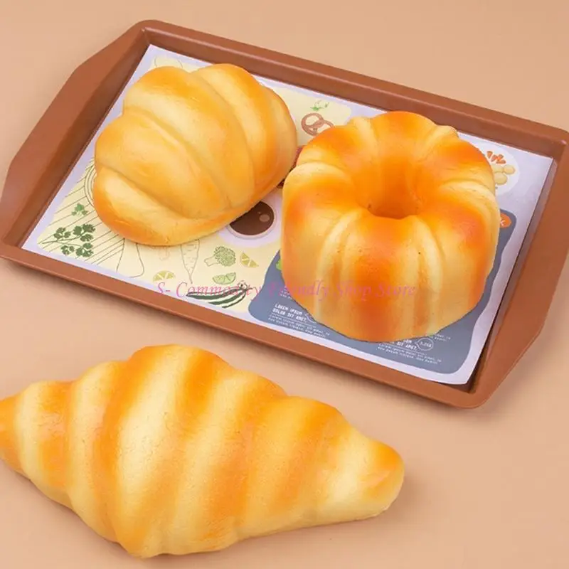85AE 4’’ Decompression Bread Interactive Desk Figurine Photostudio Props Anxiety Prank Toy for Autistic Children