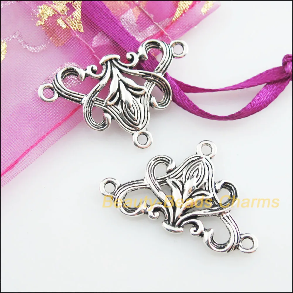 20 nuovi connettori triangolo fiore argento tibetano Charms colore 20x31mm