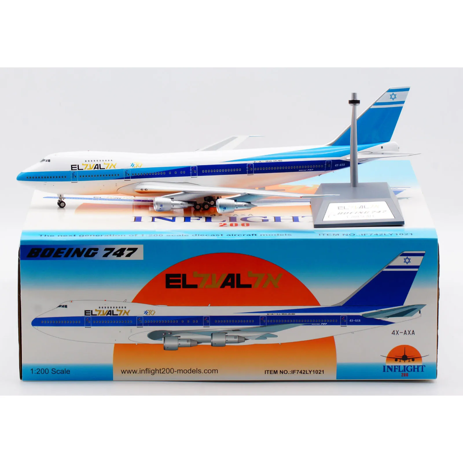 

IF742LY1021 Alloy Collectible Plane Gift Inflight 1:200 EL AL ISRAEL Airlines Boeing B747-200 Diecast Aircraft Jet Model 4X-AXA