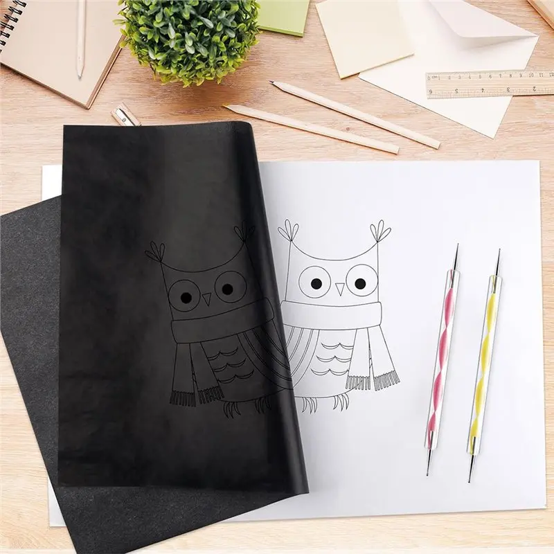 Carbon Copy And Tracing Paper Set Of 150 Sheets Including 5 Embossing Styluses For Art Surfaces