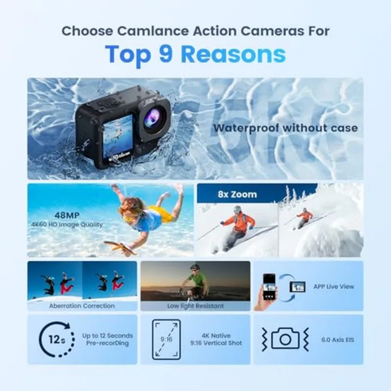 Mini body camera, 2K action camera, with display, waterproof wearable POV camera for outdoor adventures view 2