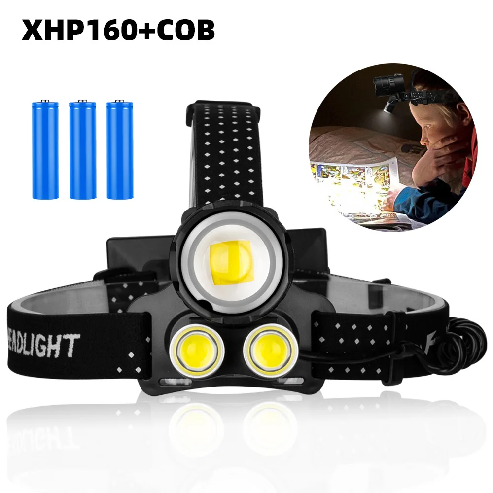 

ZK40 XHP160 Strong LED+COB Adjustable Headlamp USB Rechargeable Headwear with Output Telescopic Zoom