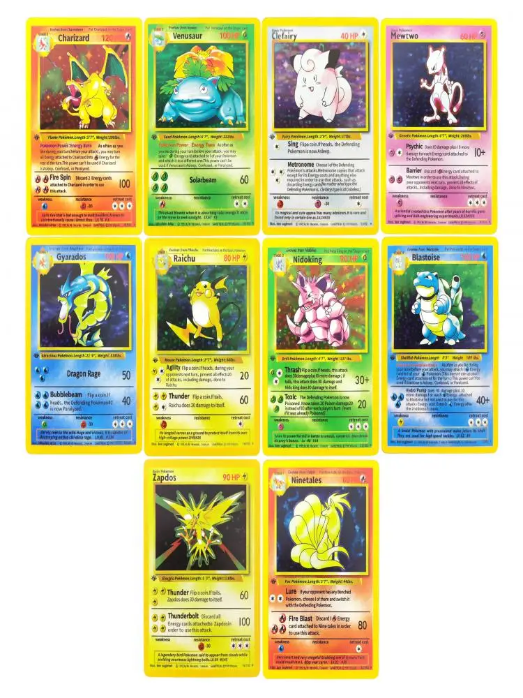 1999 POKEMON jeu anglais 1ère édition Charizard Blastoise Venusaur Holo Anime jeu Collection carte jouet
