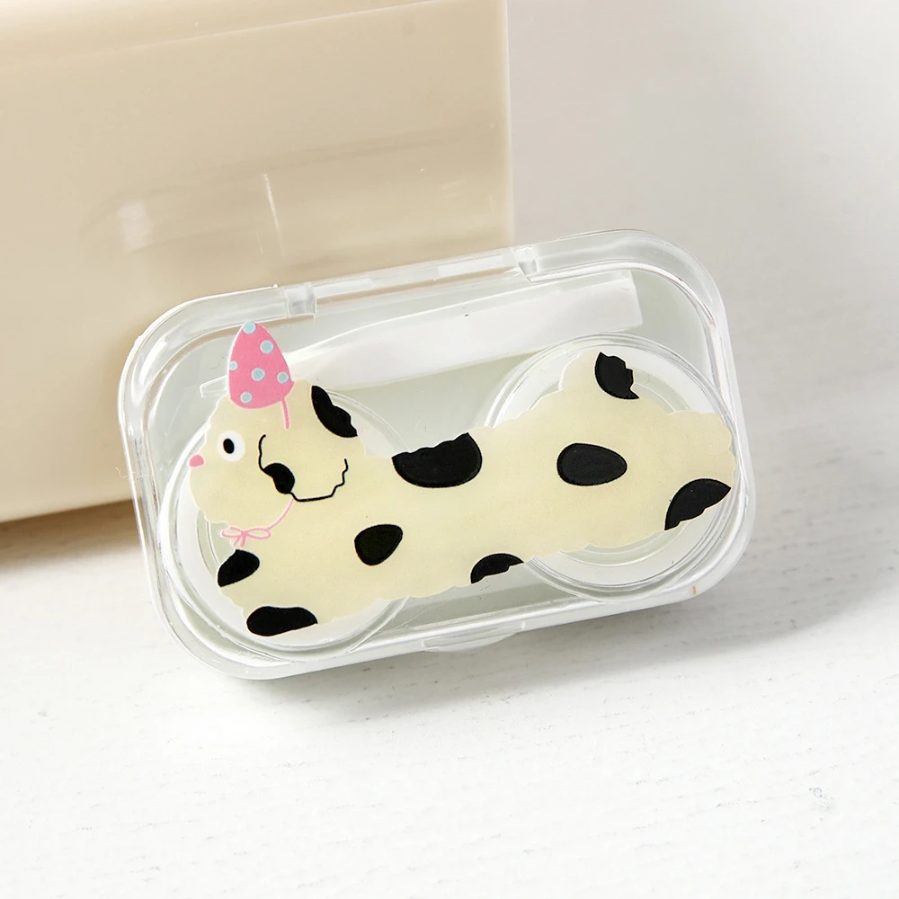 Cartoon Lens Case Crystal Clear Flip Cover Lens Box Cute Contact Lens Case Purple For Girls Bathroom Daily Use