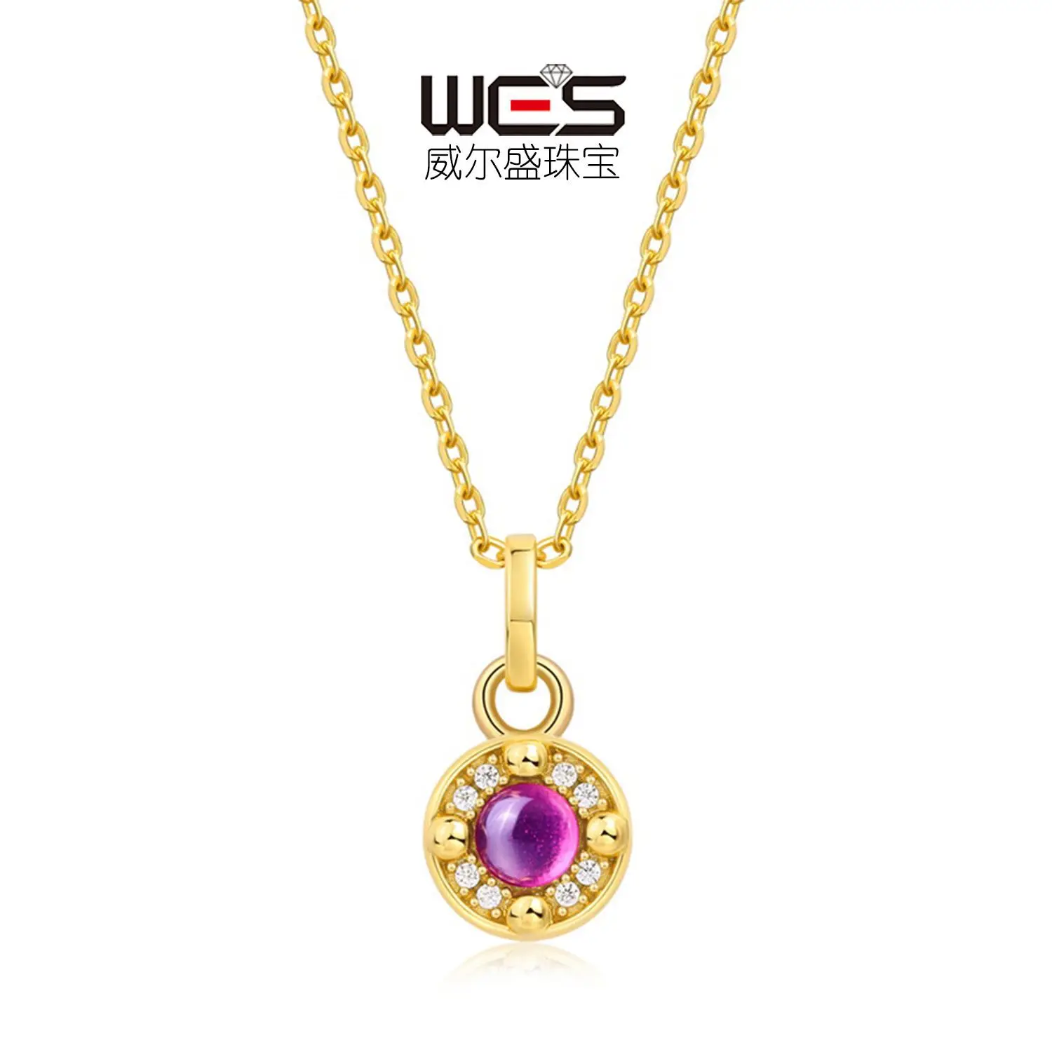 New 18K Gold Inlaid with Colored Baby Stones PT950 Platinum Candy Pendant for Women Gold-plated Diamond Fashion Clavicle Chain