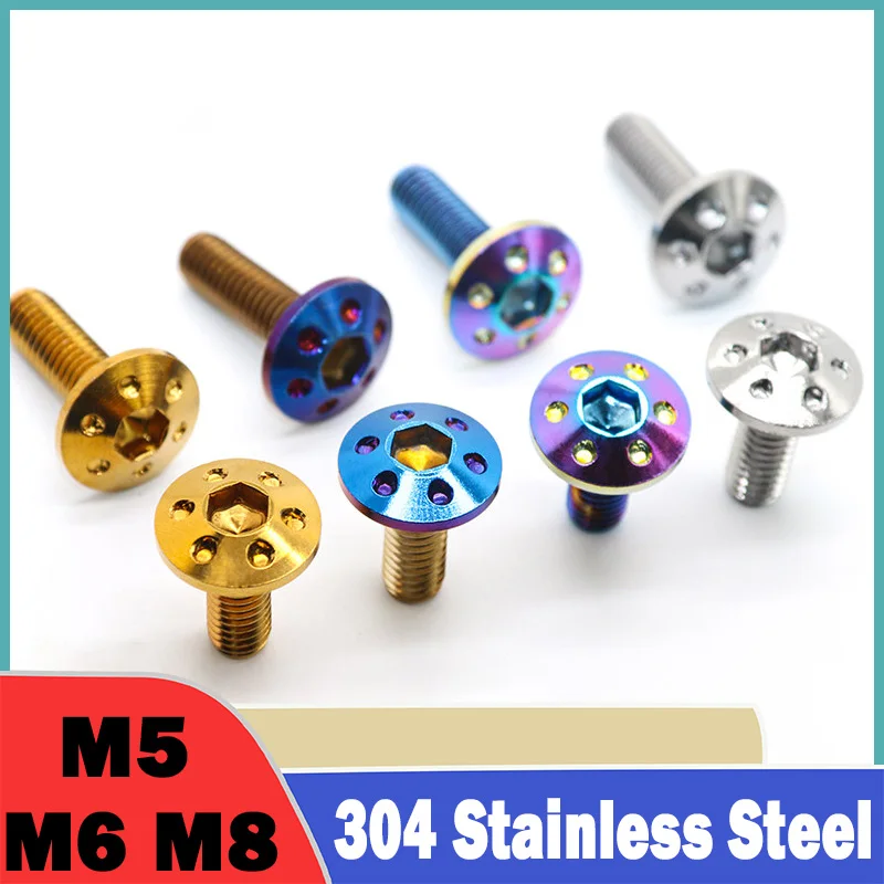 2Pcs 304 Stainless Steel Hex Socket Flat Head Screws Bolts M5 M6 M8 Suitable for motorcycle modifications