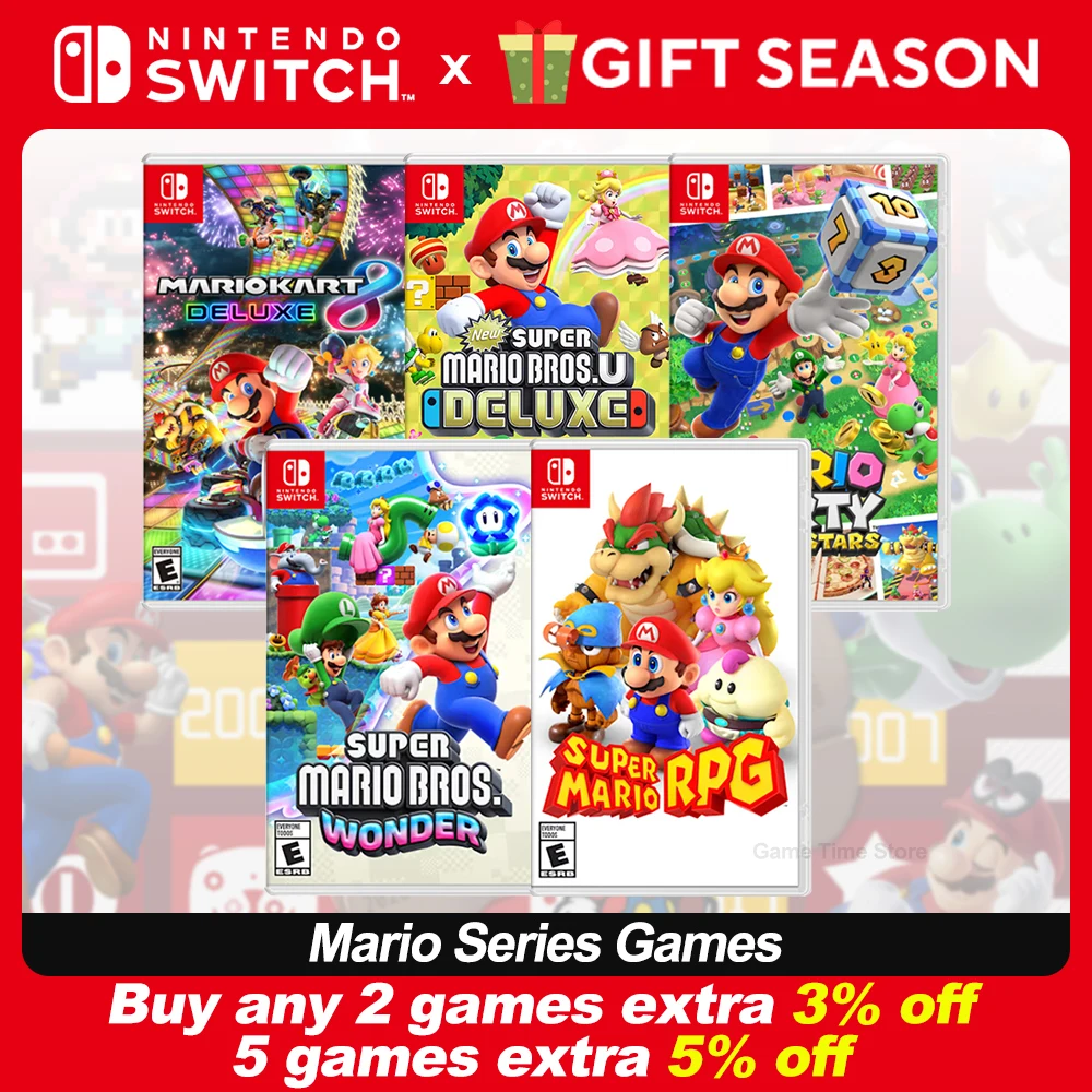 Super Mario Nintendo Switch Games Mario Bros Wonder Kart 8 RPG Mario Strikers Odyssey 3D World Fury U Deluxe Party Superstars