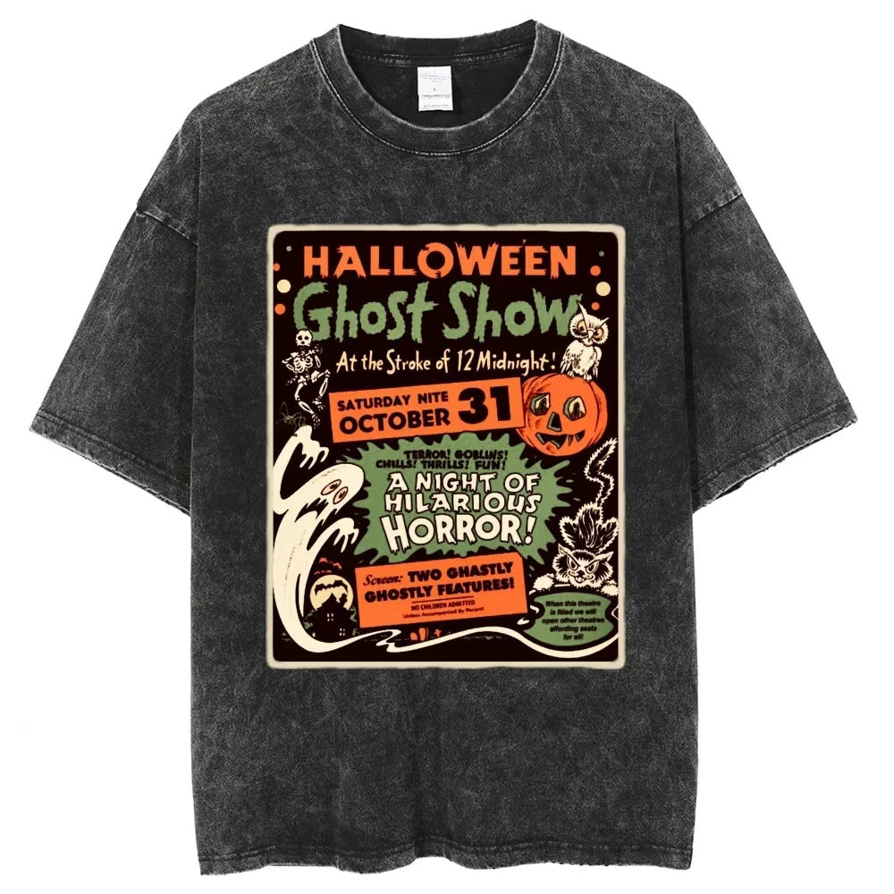 Midnight Spook Show Halloween Tshirt Men Women Unisex Cotton T-shirt Halloween T Shirt Y2K Clothing KanyeTop Tee