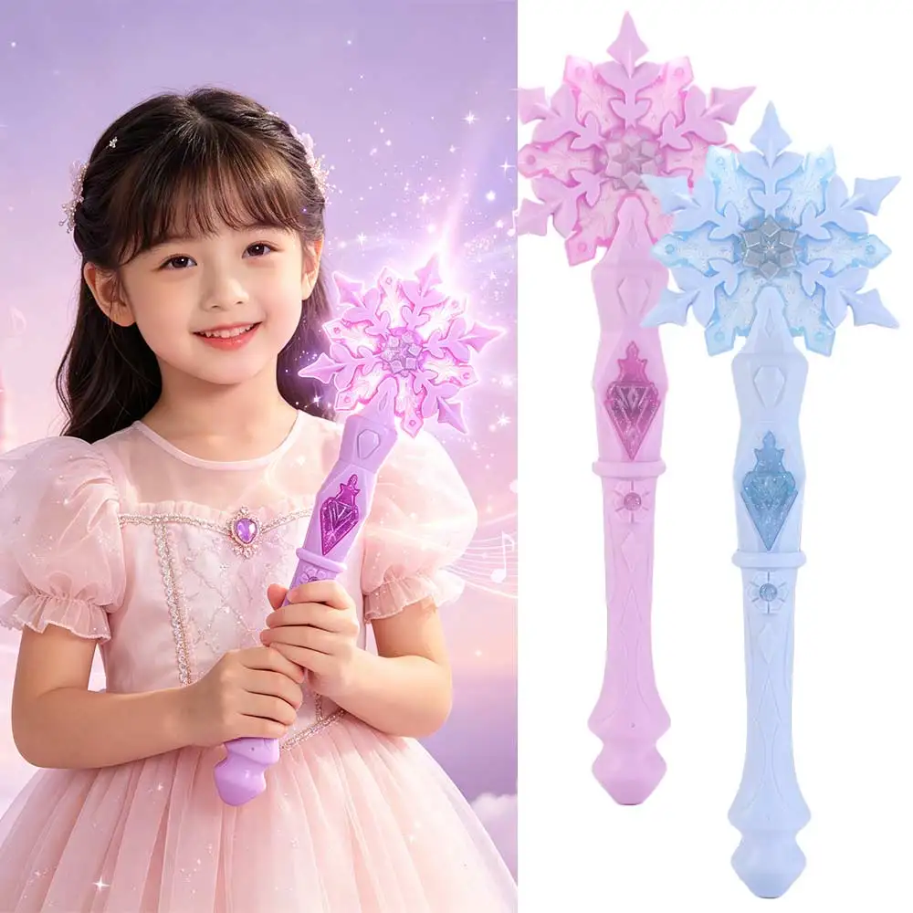 ABS Light Up Snowflake Wand Glowing Sticks Princess Glow Snowflake Wand Purple/Blue Music Cosplay Snow Stick Princess