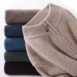 2024 Autumn Winter New 100%Pure Wool Men's Clothes Classic England Wind Solid Color Man Casual Sweater Fashion Men Knit Pullover
