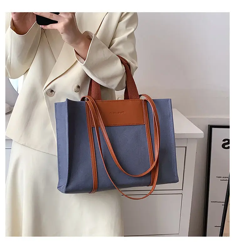 New Luxury Design Handbag Large Capacity Multifunctional Canvas Tote Bag Women Fashion Commuter Shoulder Shopping Bag