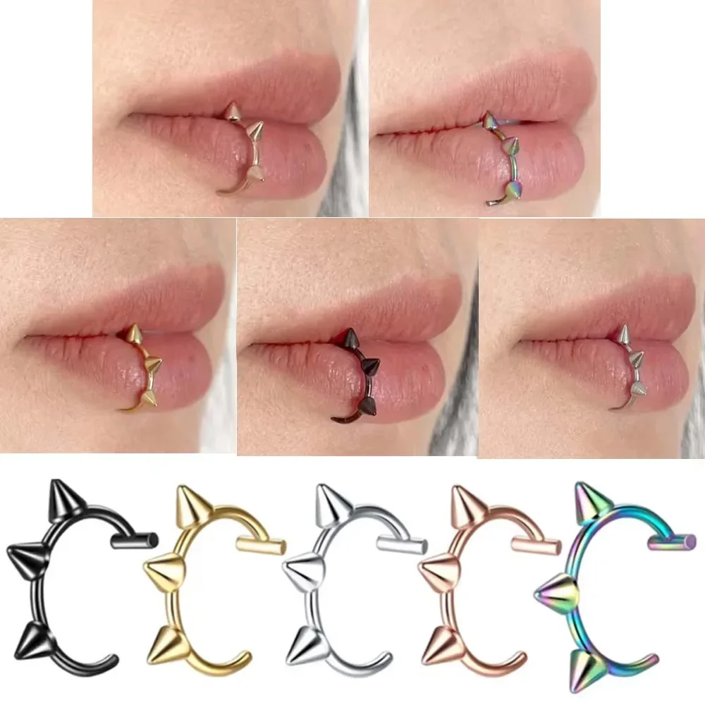 1 زوج مصاص دماء فانغ شكل الفولاذ المقاوم للصدأ وهمية الشفاه Labret ثقب الجولة فو الشفاه كليب الشرير غير ثقب الجسم ثقب المجوهرات #3