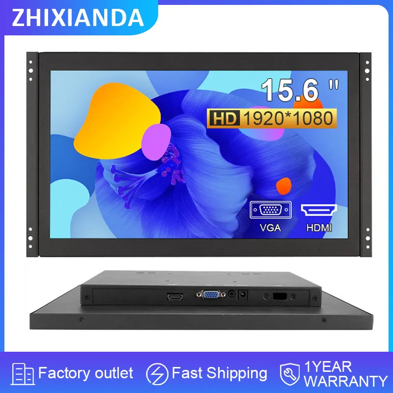 

ZHIXIANDA 15.6 Inch 1920*1080 FHD IPS Open Frame ResistiveCapacitive TouchScreen Monitor VESA Wall Mount Industrial LCD Display
