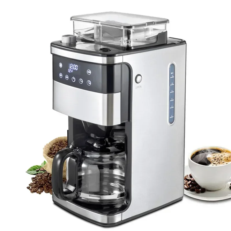 

Fully Automatic Grinding Integrated Coffee Machine Household Office Electric Drip Coffee Maker with Timer