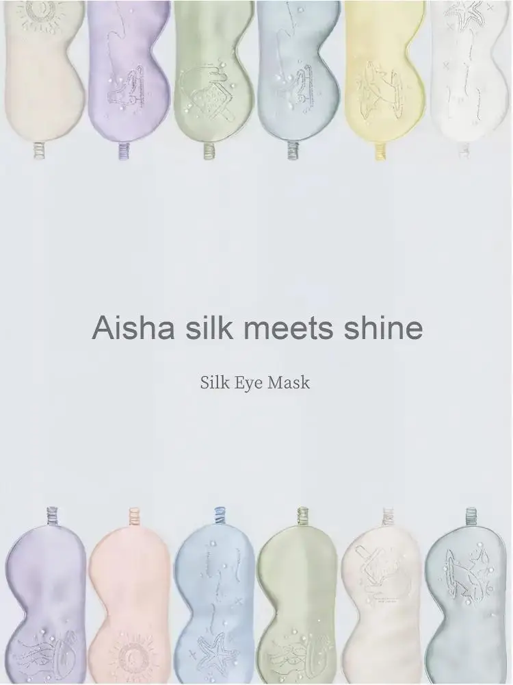 Aisha 100% 6A Moerbeizijde Kinderslaapmasker voor kinderen Tieners Oogmasker Schaduwgevende zachte ademende blinddoek met strassborduurwerk