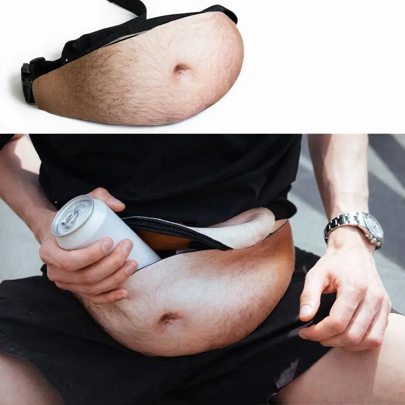 Bier-Gürteltasche 2026 Neuheit Prank PU Kunstleder Reißverschluss Hüfttasche Gag-Geschenk für Party Festival Austausch Unisex