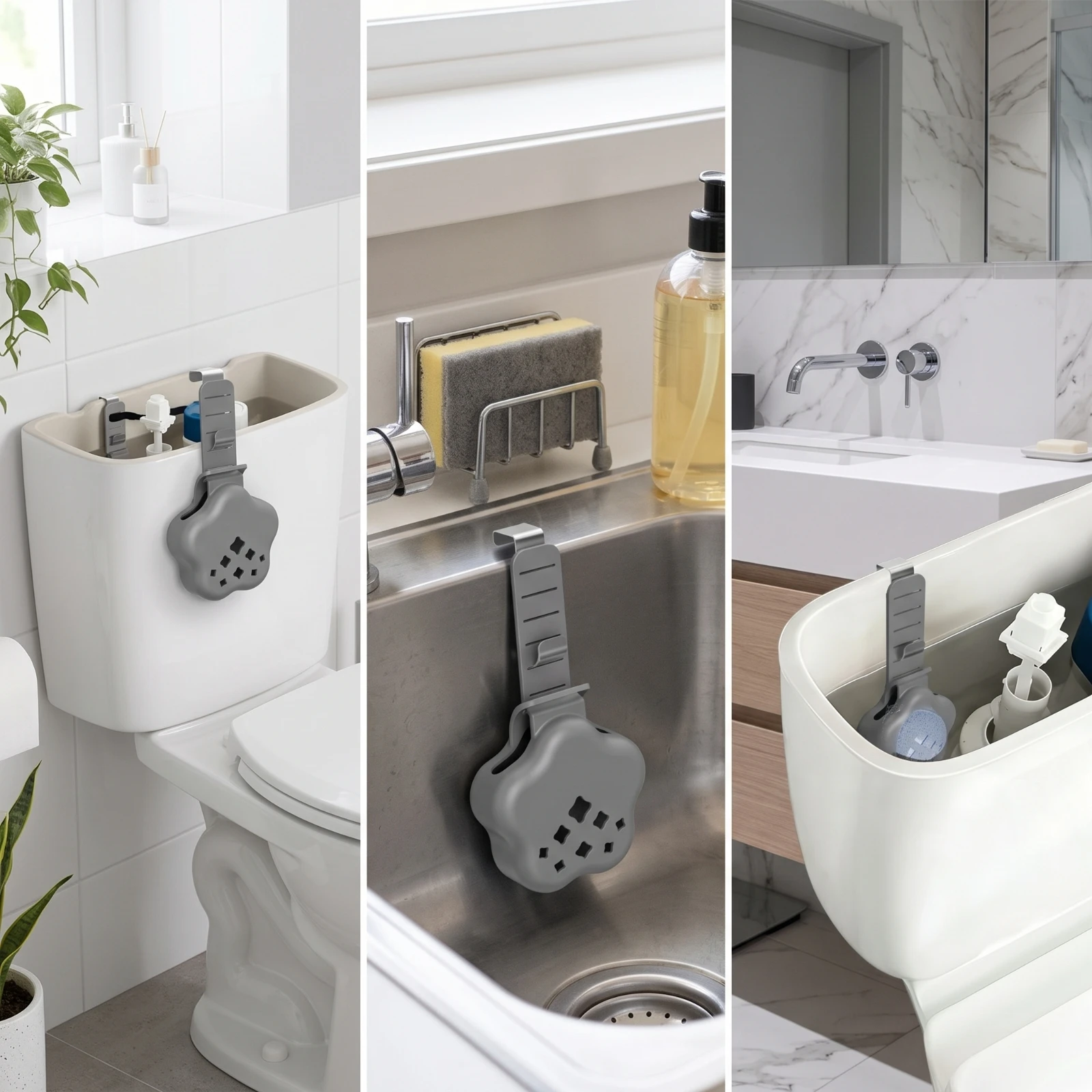 Afbeelding 4: Toilettank-tablethouder Geventileerde toilet-tablethouder met verstelbare haak Eenvoudig te installeren Universele pasvorm