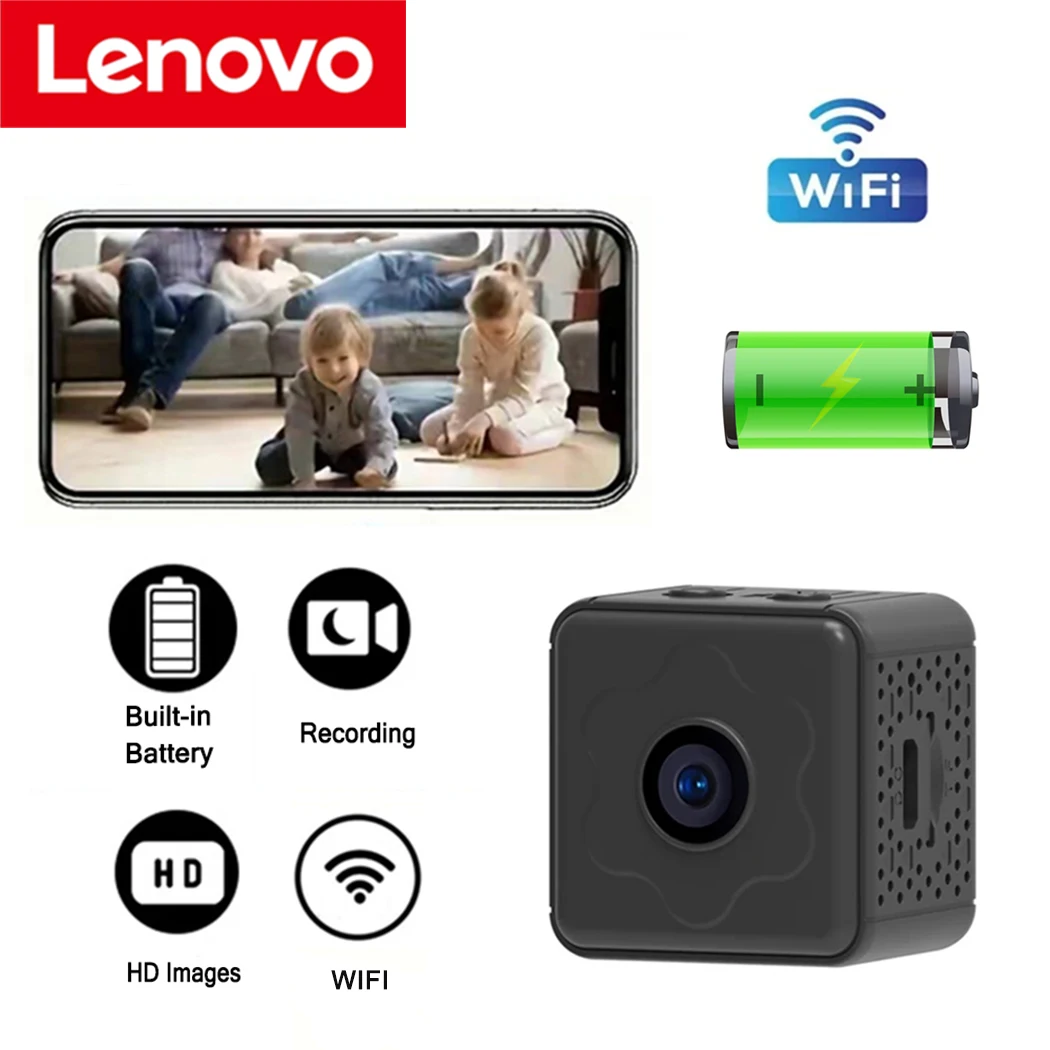 Lenovo-バッテリー内蔵のミニワイヤレスIPカメラ,wifi,HD,リモートモニター,小型ホームカメラ,超長寿命バッテリー