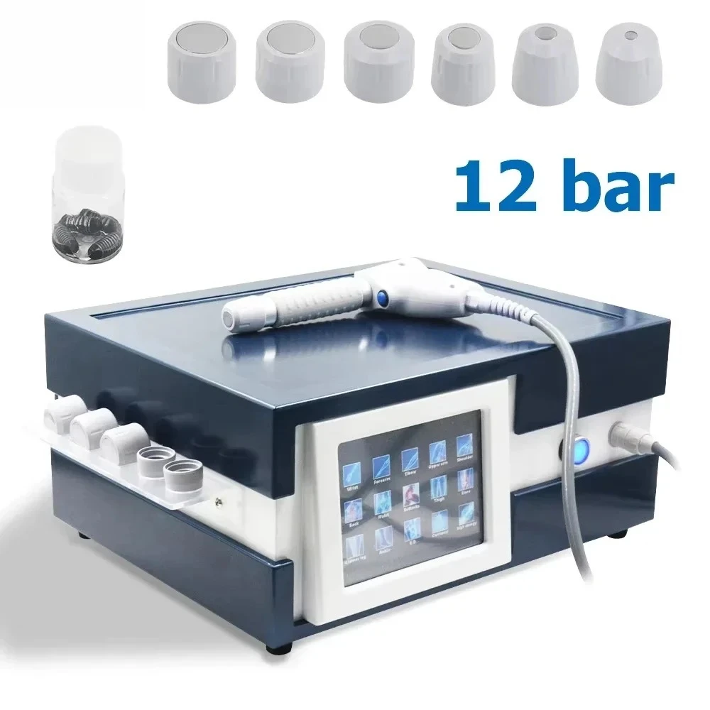 

12Bar Shockwave Therapy Machine 6 Probes Extracorporeal Pneumatic Shock Waves Tennis Elbow ED Pain Relief Body Relax Massager